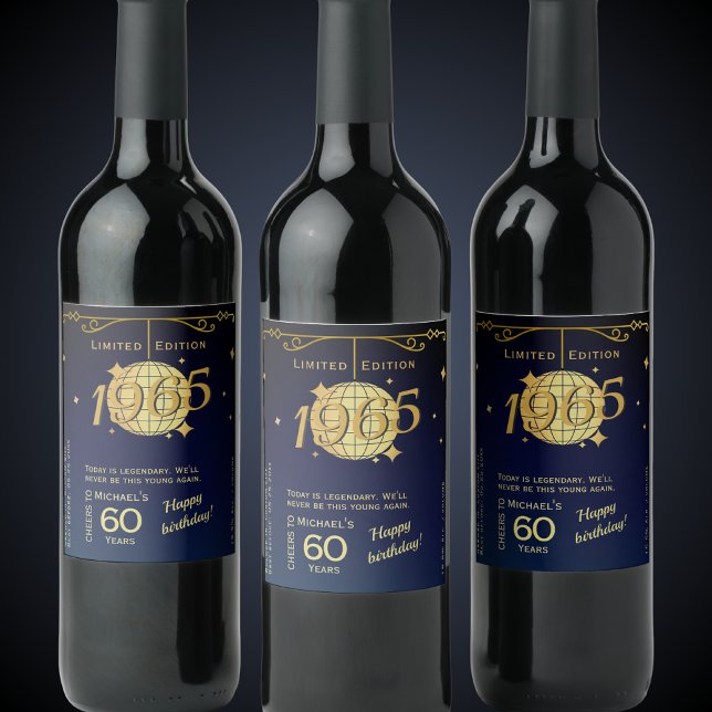 Född 1965 60 födelsedagsfest flaska vinflaska etikett (Skapare uppladdad)