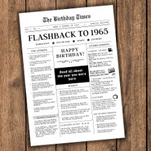 Född 1965 Mocktidning svart och vitt