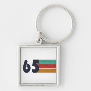 Född 1965 vintage 60 födelsedagspresent fyrkantig silverfärgad nyckelring