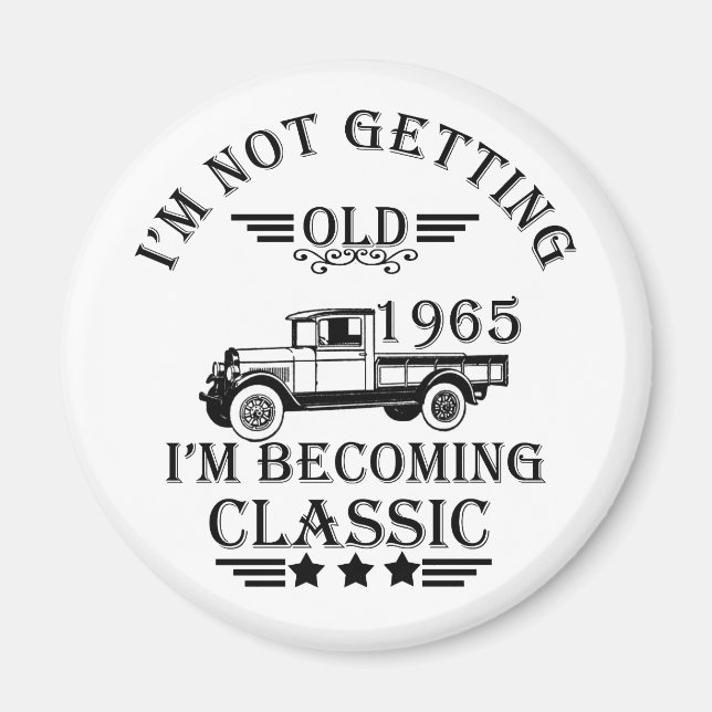 född 1965 vintagens födelsedagspresent magnet (Framsidan)