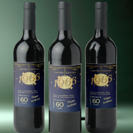 Född 1966 60:e födelsedagsfesten vin flaska vinflaska etikett