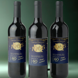 Född 1966 60:e födelsedagsfesten vin flaska vinflaska etikett