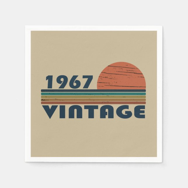 Född 1967 födelsedagsfest i vintage pappersservett (Framsidan)