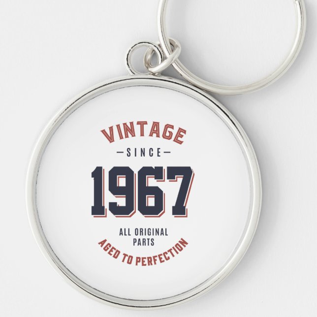 Född 1967 rund silverfärgad nyckelring (Framsidan)