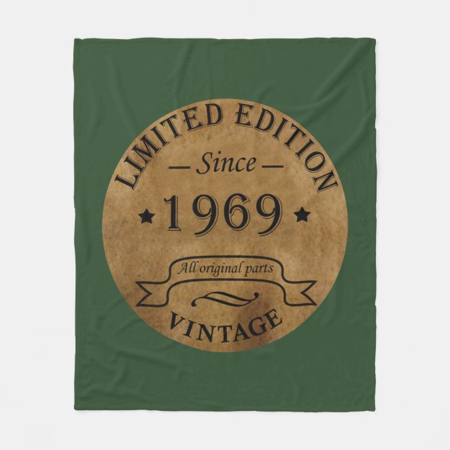 Född 1969 vintagens födelsedag fleecefilt (Framsidan)