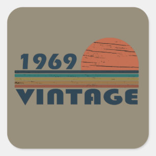 Född 1969 vintagens födelsedag fyrkantigt klistermärke