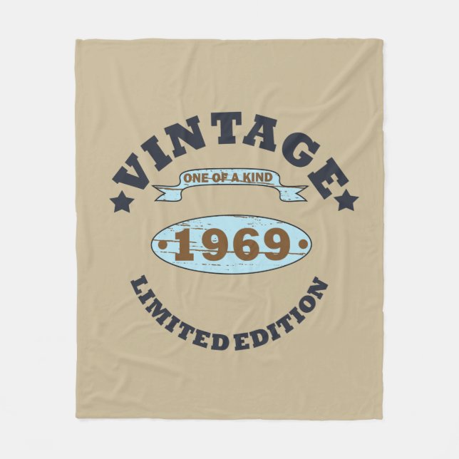 Född 1969 vintagens födelsedagspresent fleecefilt (Framsidan)