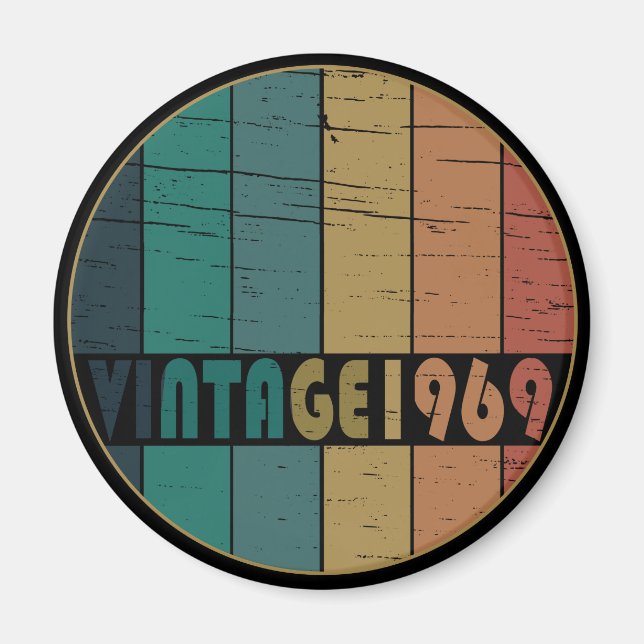 Född 1969 vintagens födelsedagspresent magnet (Framsidan)