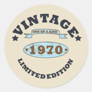 född 1970-vintagens födelsedagspresent runt klistermärke