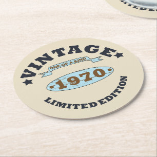 född 1970-vintagens födelsedagspresent underlägg papper rund