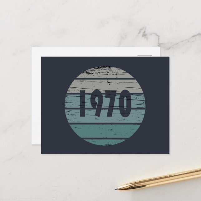 Född 1970 vintages födelsedagspresent helg vykort (Fram/Back In Situ)