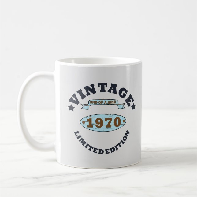 Född 1970 vintages födelsedagspresent kaffemugg (Vänster)