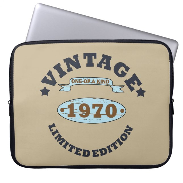 Född 1970 vintages födelsedagspresent laptop fodral (Framsidan)