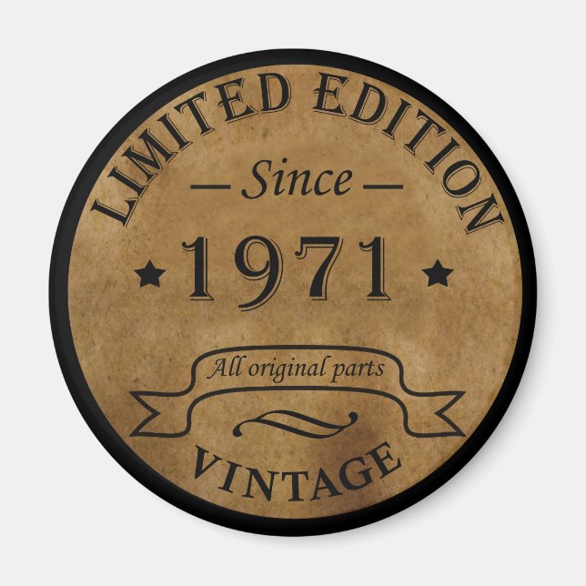 Född 1971 vintagens födelsedag magnet (Framsidan)