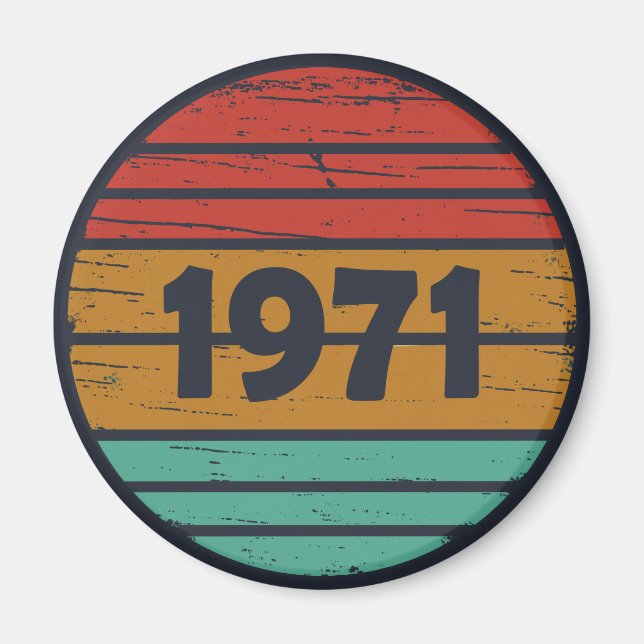 Född 1971 vintagens födelsedagspresent magnet (Framsidan)