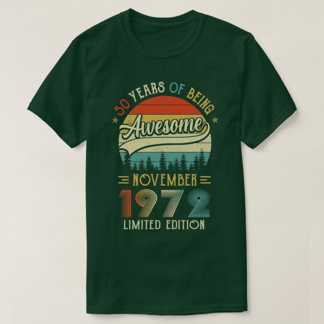 Född 1972 50:e födelsedagen 1972 50 år t shirt (Design framsida)