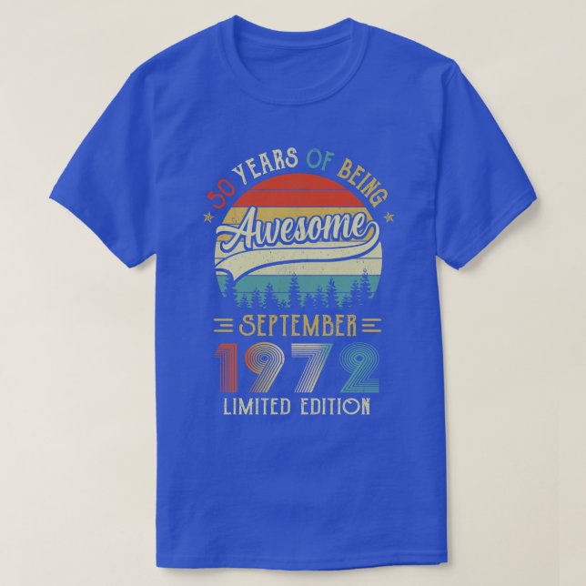 Född 1972 50:e födelsedagen 1972 50 t shirt (Design framsida)