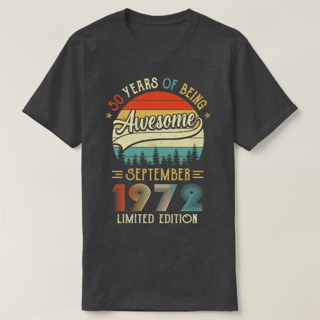 Född 1972 50:e födelsedagen 1972 50 t shirt (Design framsida)