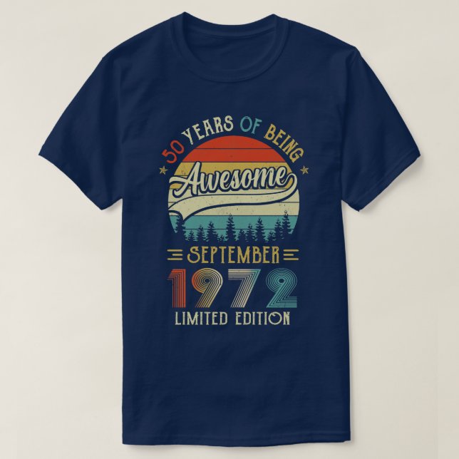 Född 1972 50:e födelsedagen 1972 50 t shirt (Design framsida)