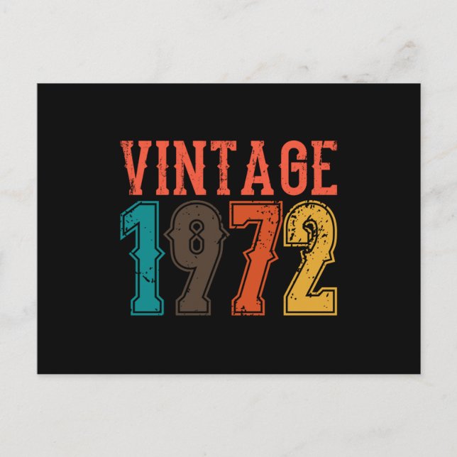 FÖDD 1972 Födelsedag VINTAGE Män Vykort (Framsida)