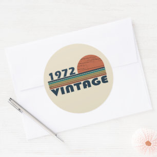 född 1972, födelsedagspresent på vintagen runt klistermärke