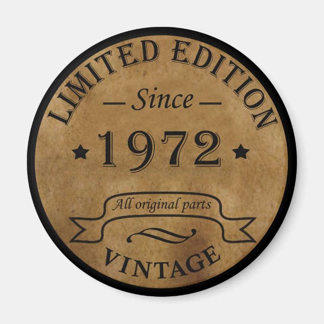 född 1972 på vintagen magnet (Framsidan)