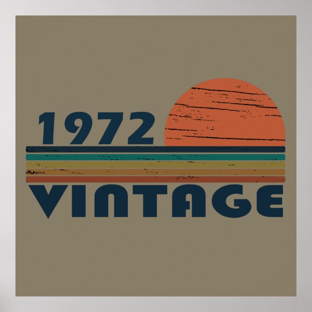 född 1972 på vintagen poster (Framsidan)