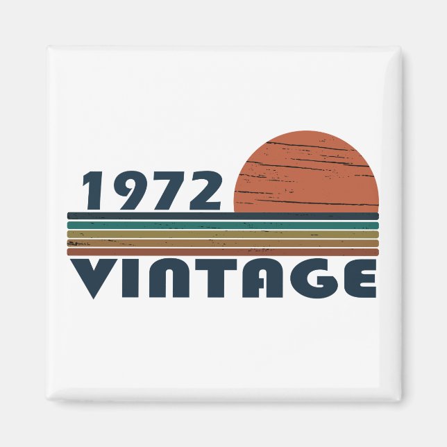 Född 1972 vintagens födelsedagspresent magnet (Framsidan)