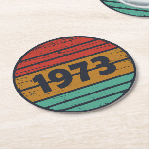 Född 1973 vintagens födelsedagspresent underlägg papper rund