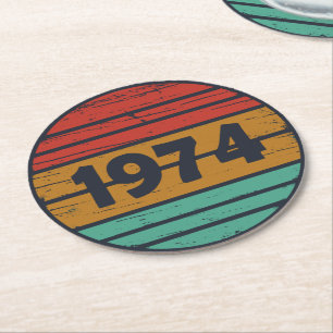 Född 1974 födelsedagsfest underlägg papper rund