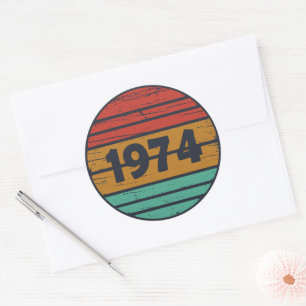 Född 1974 vintage 50:e födelsedagsfesten runt klistermärke