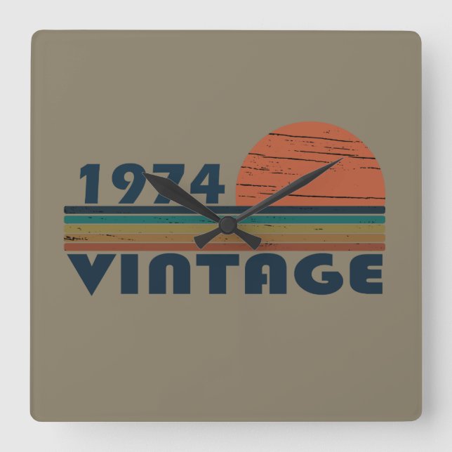 Född 1974 vintagens födelsedagspresent fyrkantig klocka (Framsida)