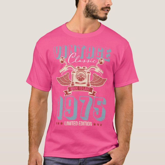 Född 1975 46 Födelsedag Motorcykel T Shirt (Framsida)