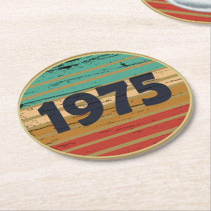 Född 1975 vintage födelsedagsfest underlägg papper rund