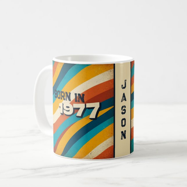 Född 1977 i Personlig mugg - 70-talet i Groovy Ran (Framsida vänster)