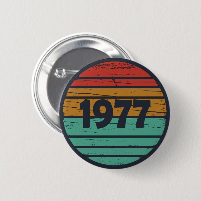 Född 1977 Vintage Födelsedagspresent Knapp (Framsida & baksida)