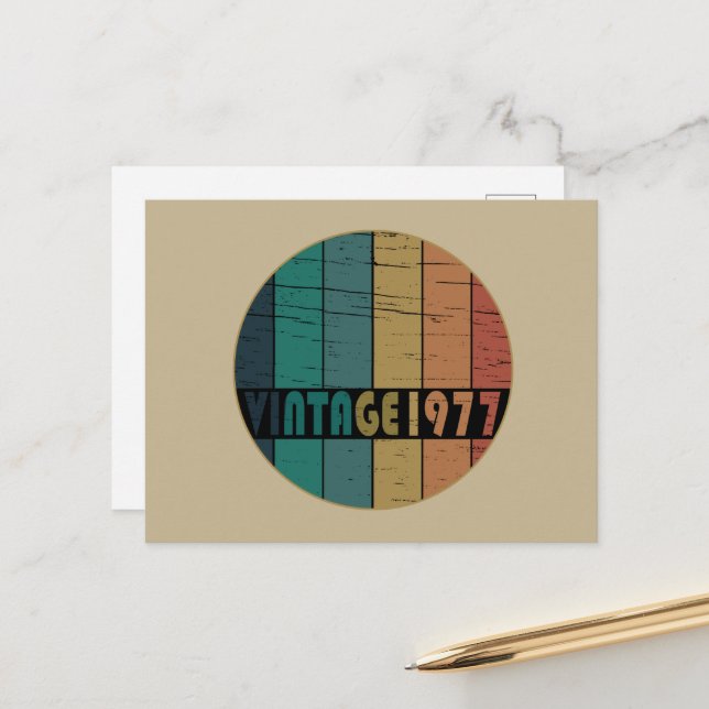 Född 1977 vintagens födelsedag helg vykort (Fram/Back In Situ)