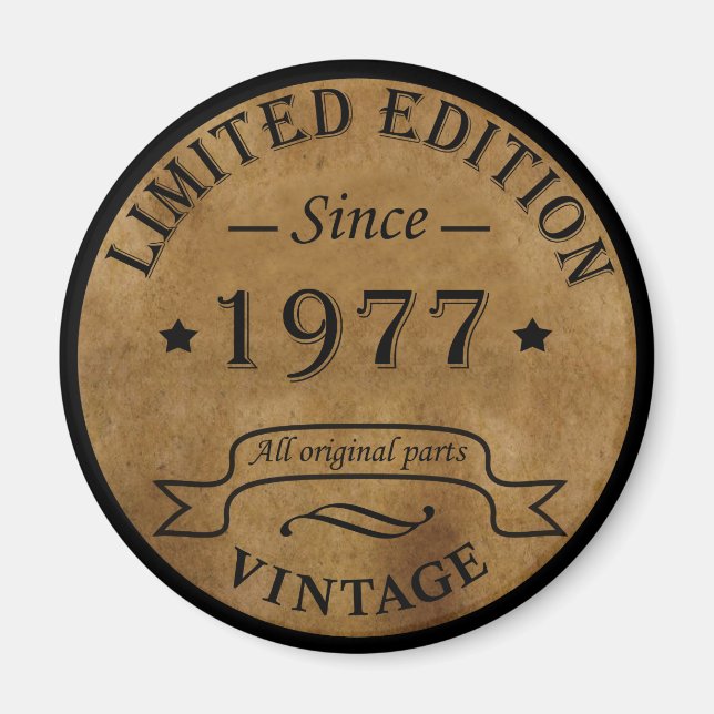 Född 1977 vintagens födelsedag magnet (Framsidan)