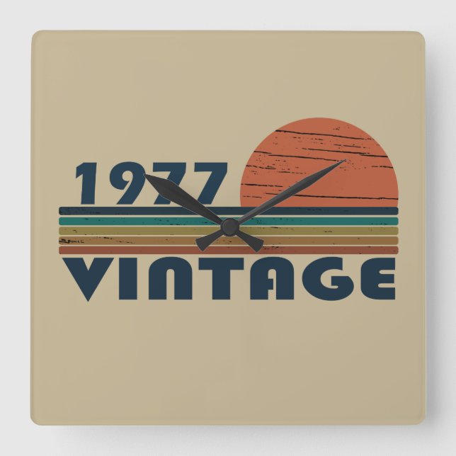 Född 1977 vintagens födelsedagspresent fyrkantig klocka (Framsida)