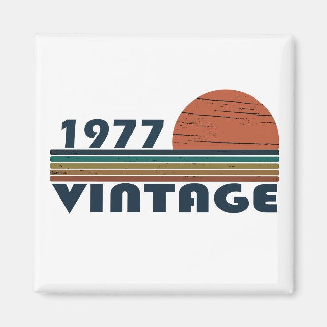 Född 1977 vintagens födelsedagspresent magnet (Framsidan)