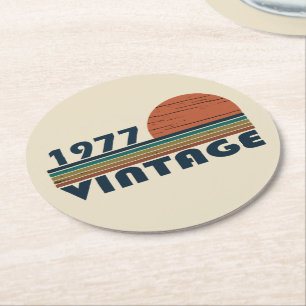 Född 1977 vintagens födelsedagspresent underlägg papper rund