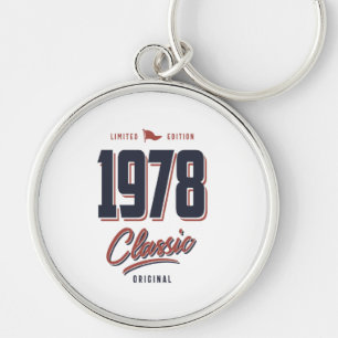 Född 1978 rund silverfärgad nyckelring