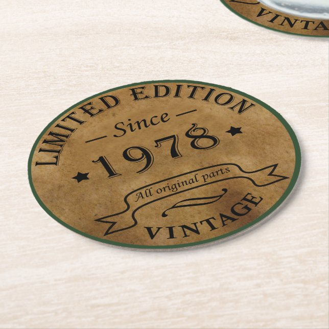 Född 1978 vintagens födelsedag underlägg papper rund (Vinklad)
