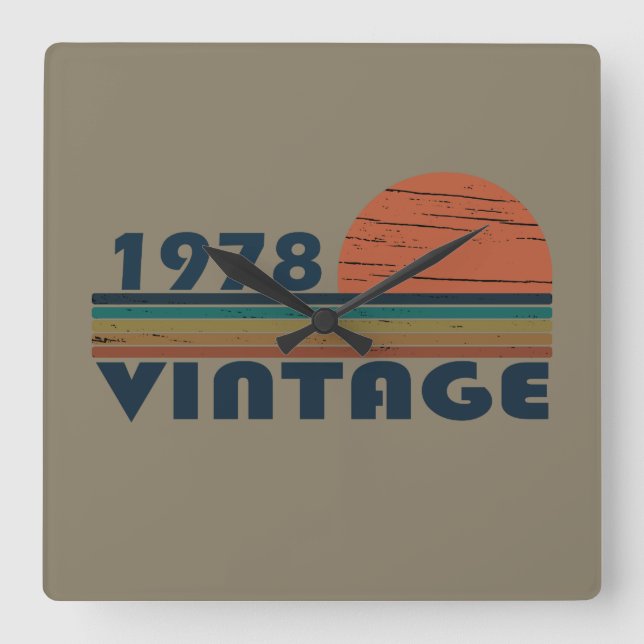 Född 1978 vintagens födelsedagspresent fyrkantig klocka (Framsida)
