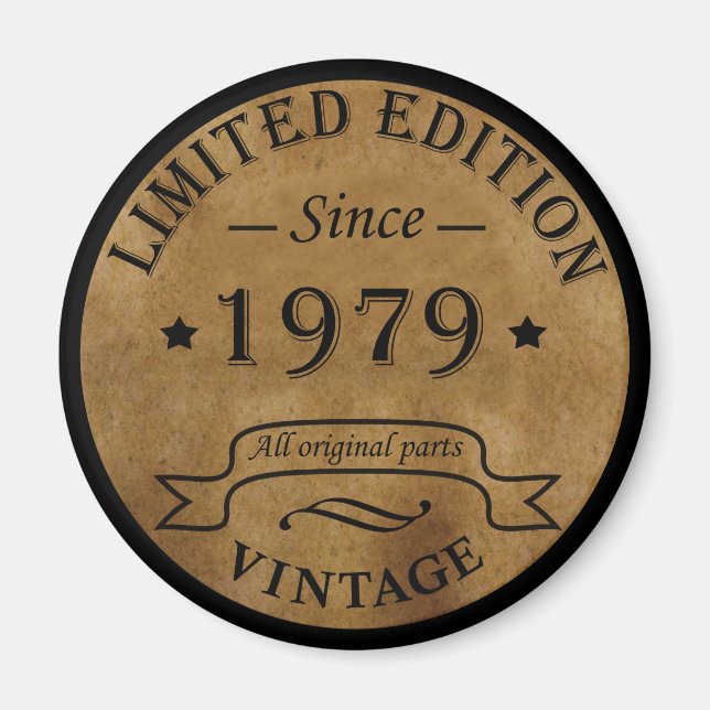 Född 1979 vintagens födelsedag magnet (Framsidan)