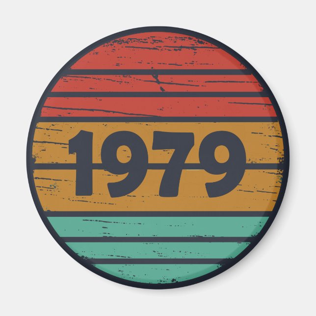 Född 1979 vintagens födelsedagspresent magnet (Framsidan)