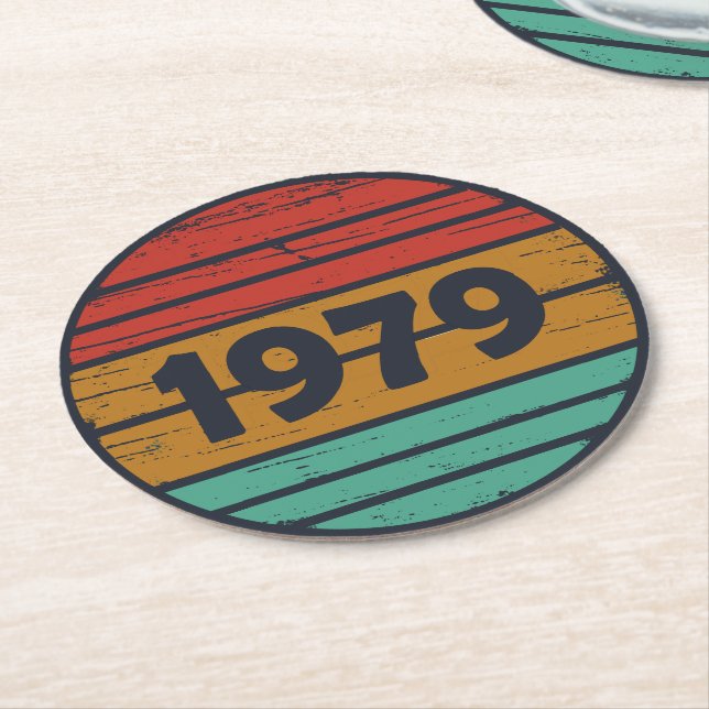 Född 1979 vintagens födelsedagspresent underlägg papper rund (Vinklad)