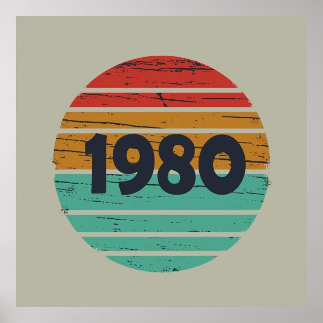 Född 1980 i klassiskt vintage poster (Framsidan)
