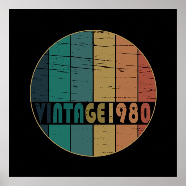 Född 1980 vintage poster (Framsidan)