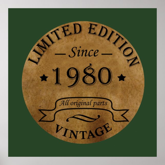 Född 1980 vintage poster (Framsidan)